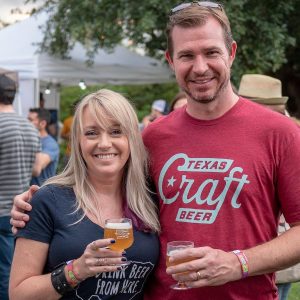 Pam and David at the 2018 Texas Craft Brewers Festival - Photo by Jason Youngblood