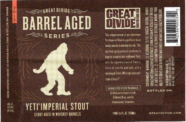 LAbel for Great Divide Barrel Aged Yeti