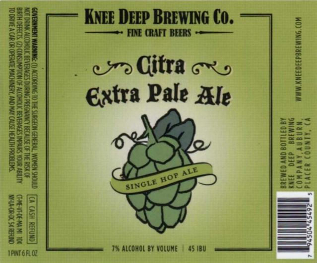 Label for Knee Deep Citra Pale Ale