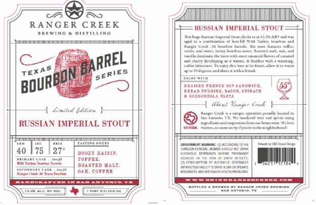 Label for Ranger Creek Bourbon Barrel Imperial Stout