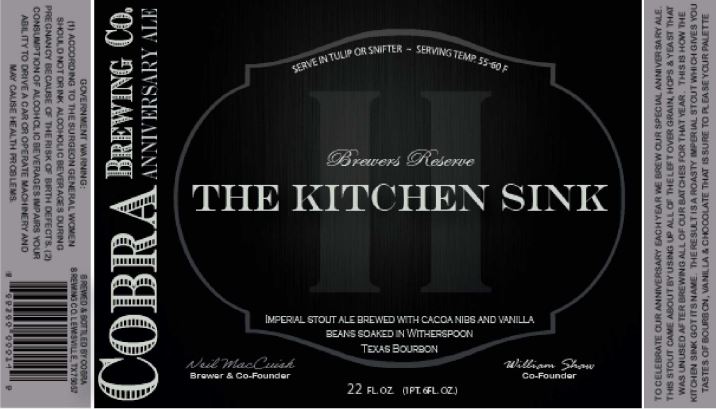 TABC Label and Brewery Approvals February 5 2016-cobra the kitchen sink