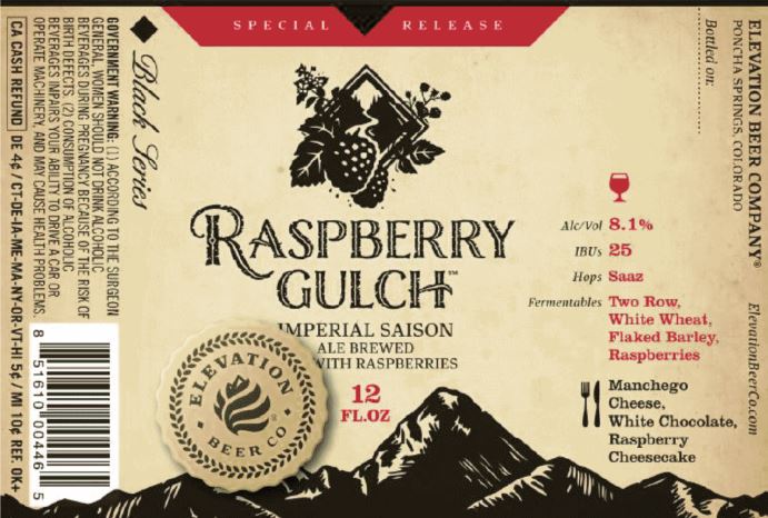 elevation raspberry gulch TABC Label and Brewery Approvals Aug 19 2016