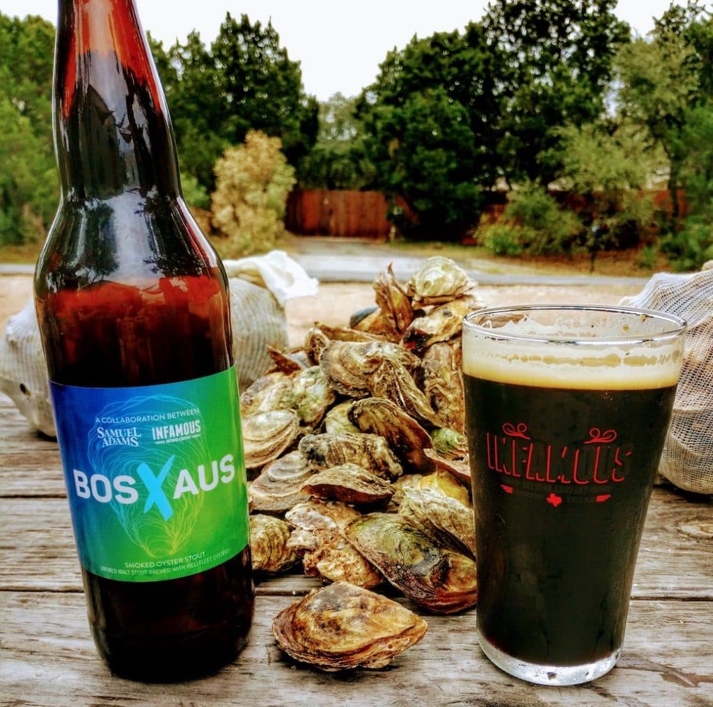 Picture of BOSxAUS Collaboration Oyster Stout Samuel Adams Infamous Brewing